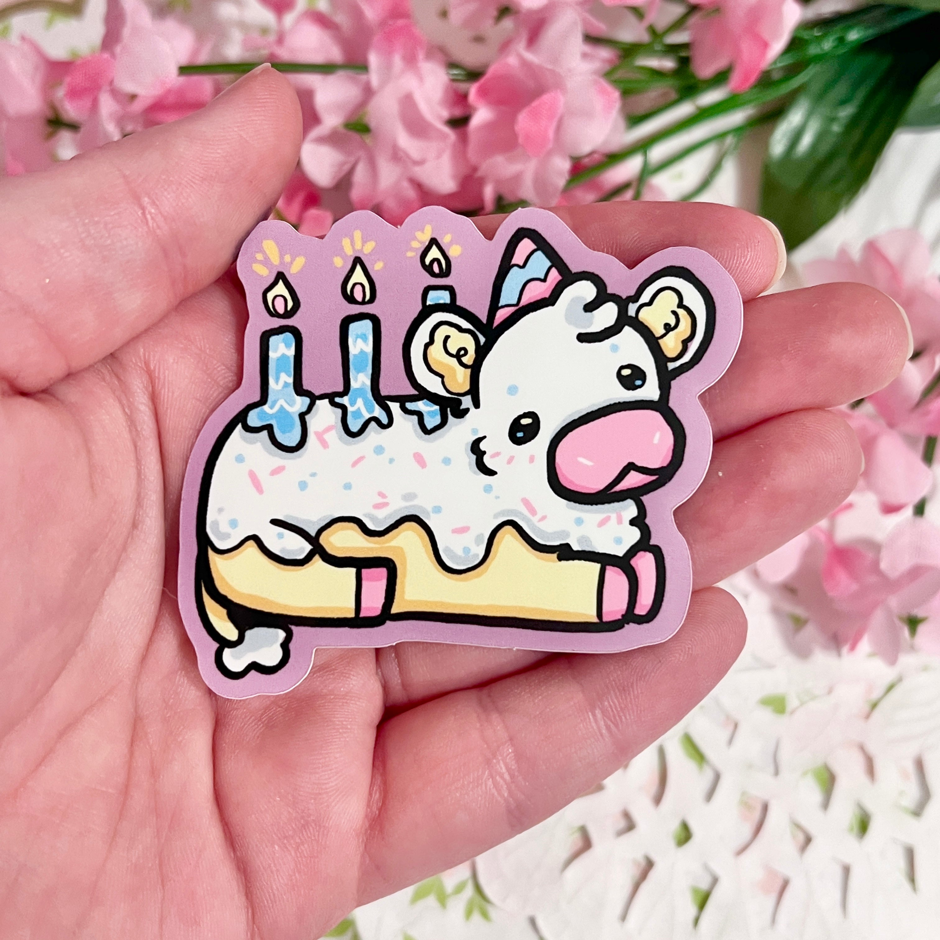 Icing the Birthday Cake Cow ~ Sticker