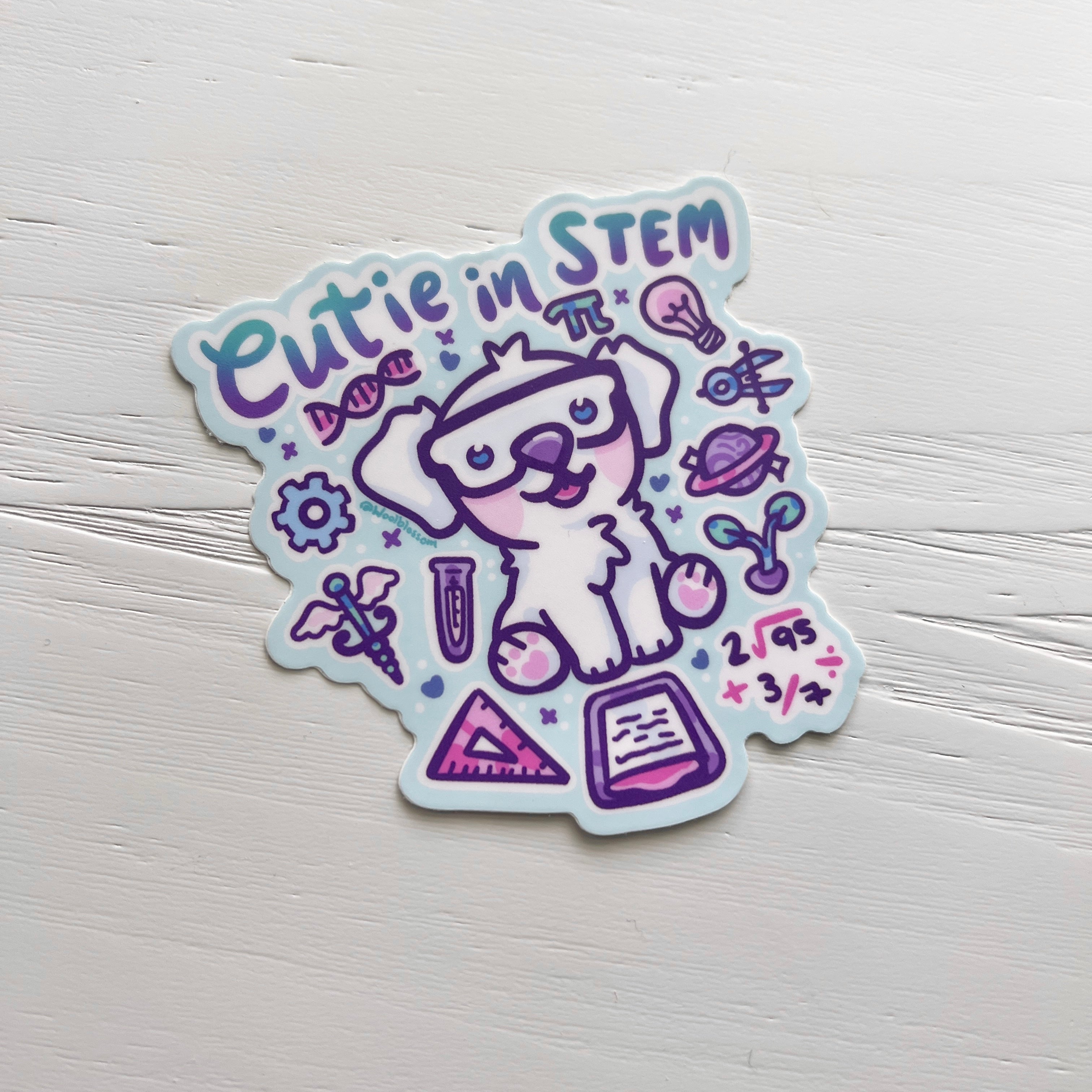 "Cutie in STEM" Puppy ~ Sticker