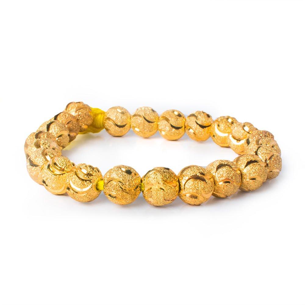 10mm 22kt Gold Plated Brass Stardust Half Moon Round Beads