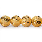 10mm 22kt Gold Plated Brass Stardust Half Moon Round Beads