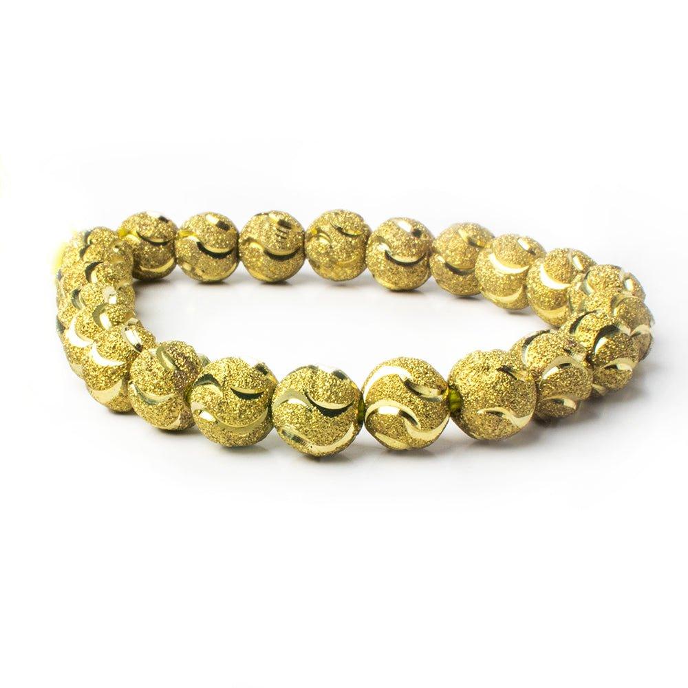 10mm Brass Wave Cut Stardust Rounds 8 inch 21 beads