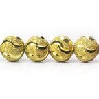 10mm Brass Wave Cut Stardust Rounds 8 inch 21 beads
