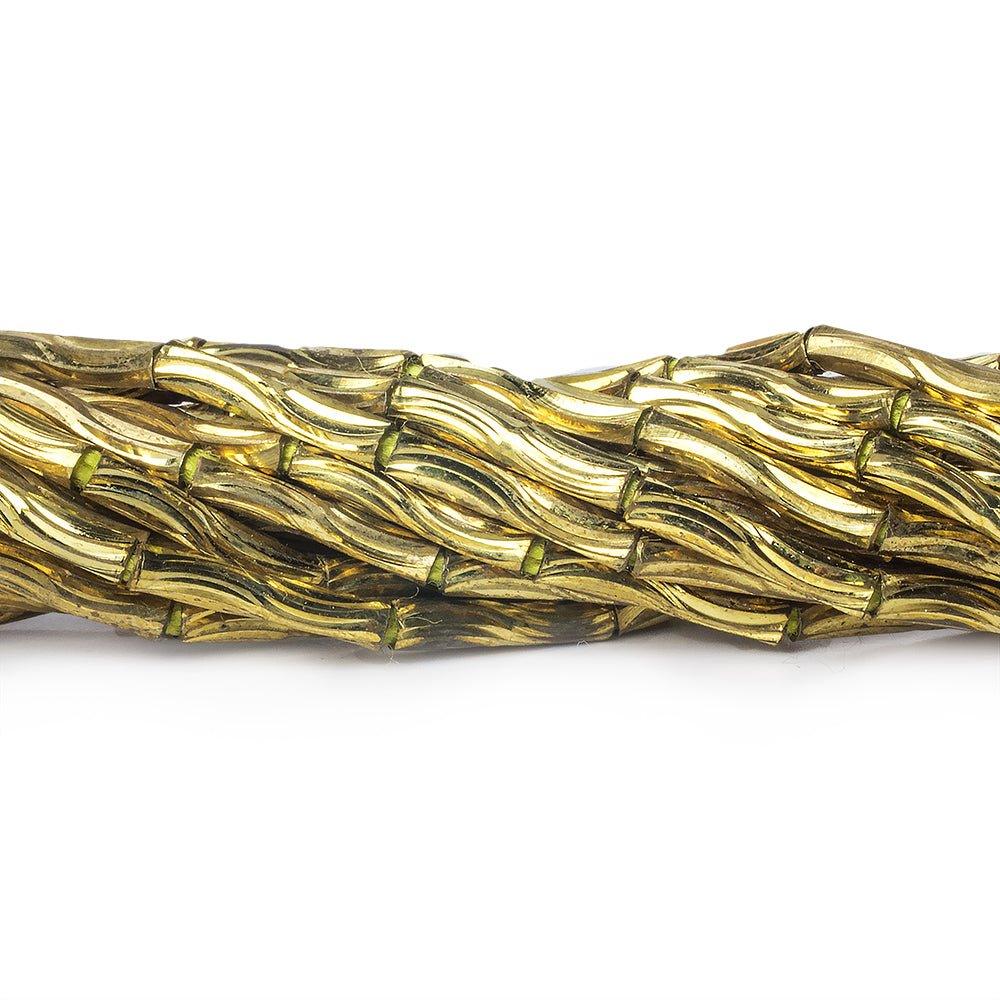 10mm Brass Grooved Wave Tube Beads 8 inch 20 beads