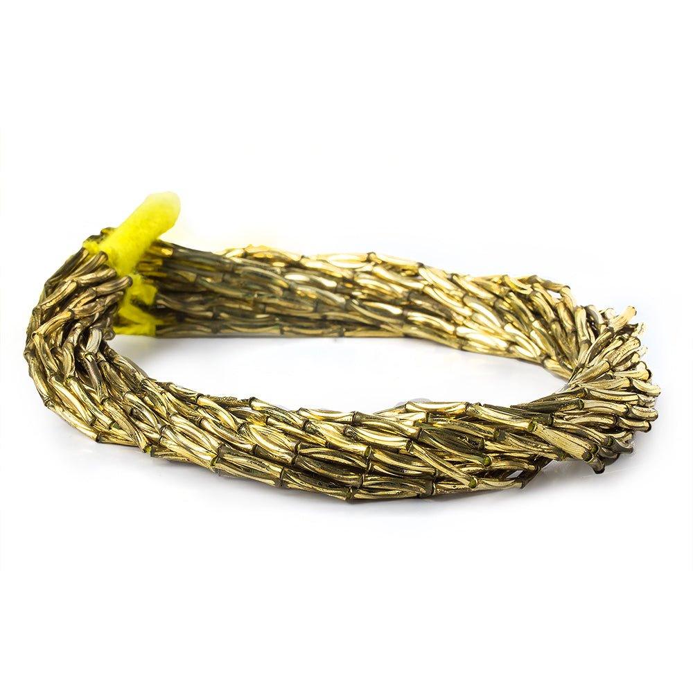 10mm Brass Grooved Wave Tube Beads 8 inch 20 beads