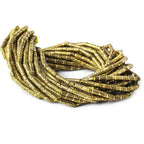 10mm Brass Textured Double Stripe Tube Beads 8 inch 21 beads