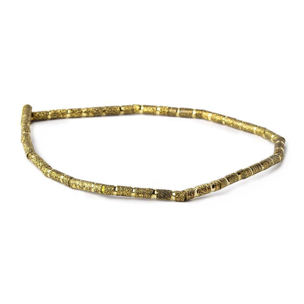 10mm Brass Textured Double Stripe Tube Beads 8 inch 21 beads