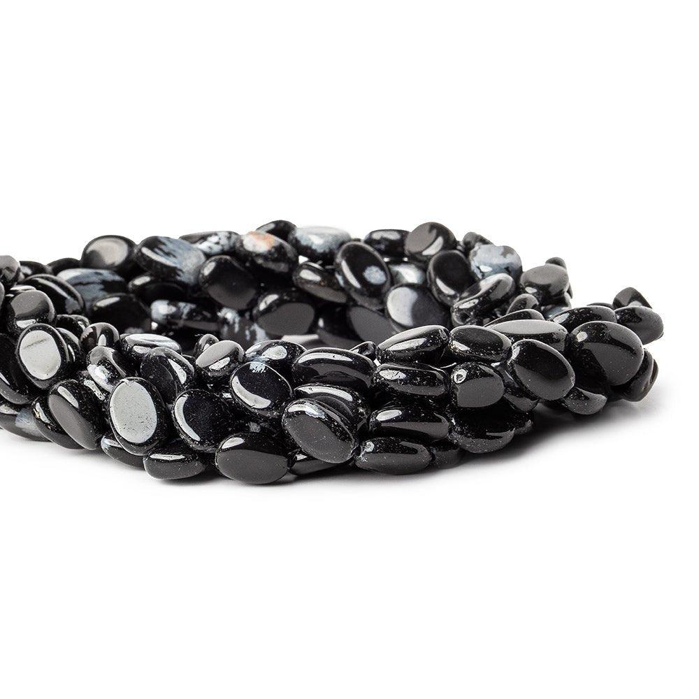 10mm Snowflake Obsidian Plain Oval Beads, 14 inch