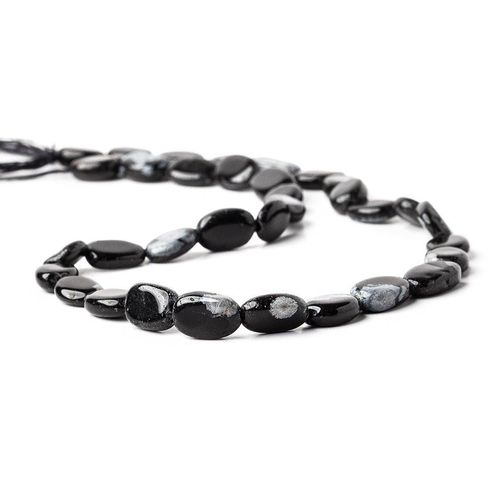 10mm Snowflake Obsidian Plain Oval Beads, 14 inch