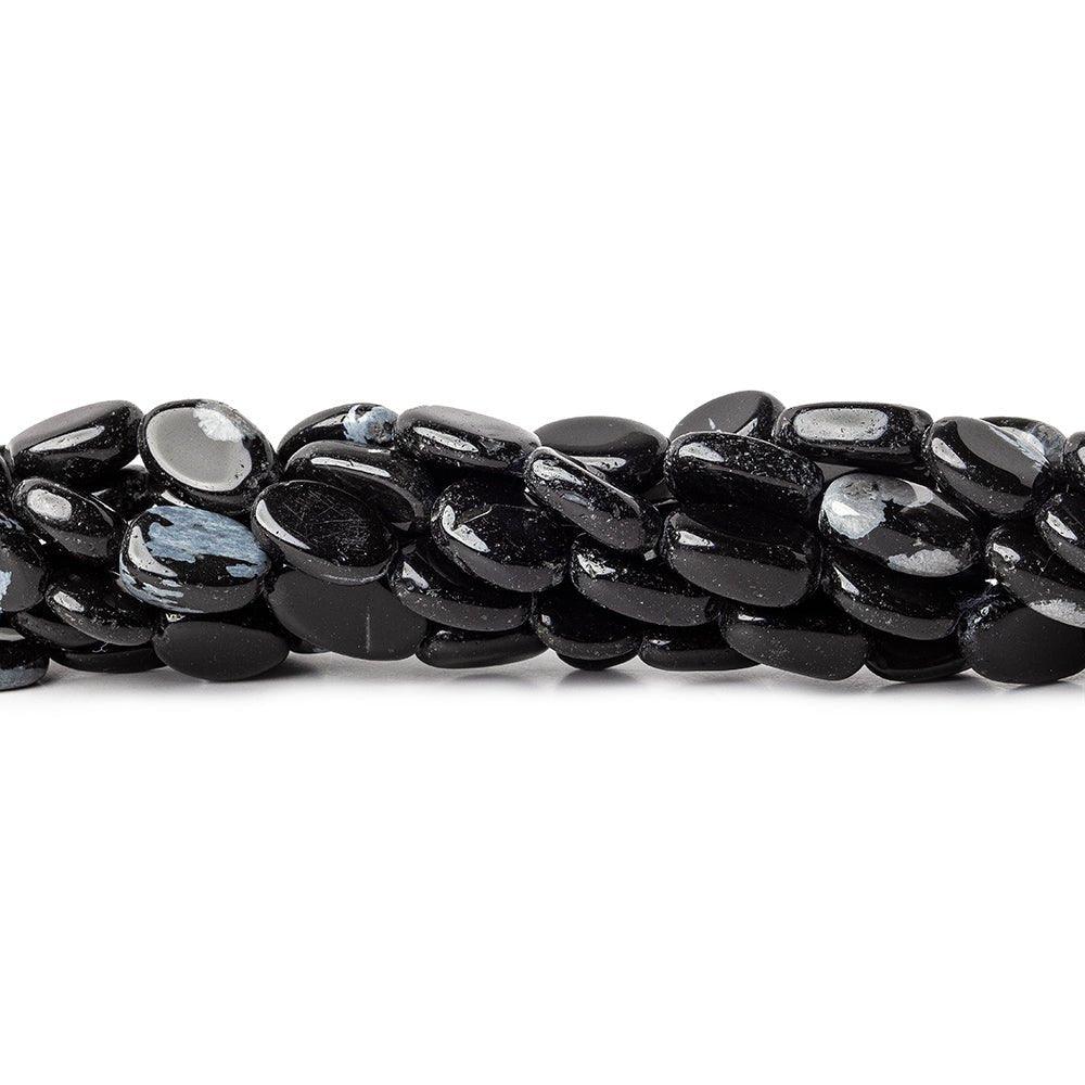 10mm Snowflake Obsidian Plain Oval Beads, 14 inch