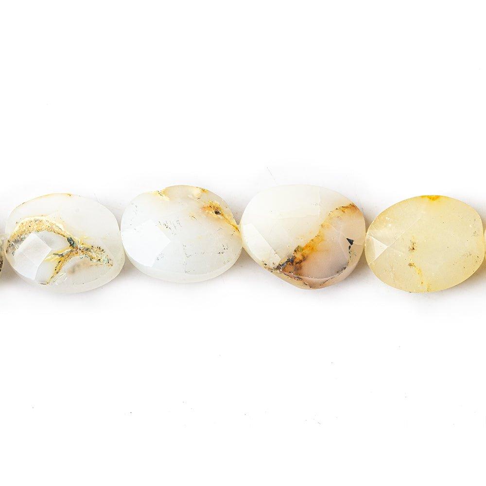 10mm White Opal Faceted Oval Beads, 14 inch