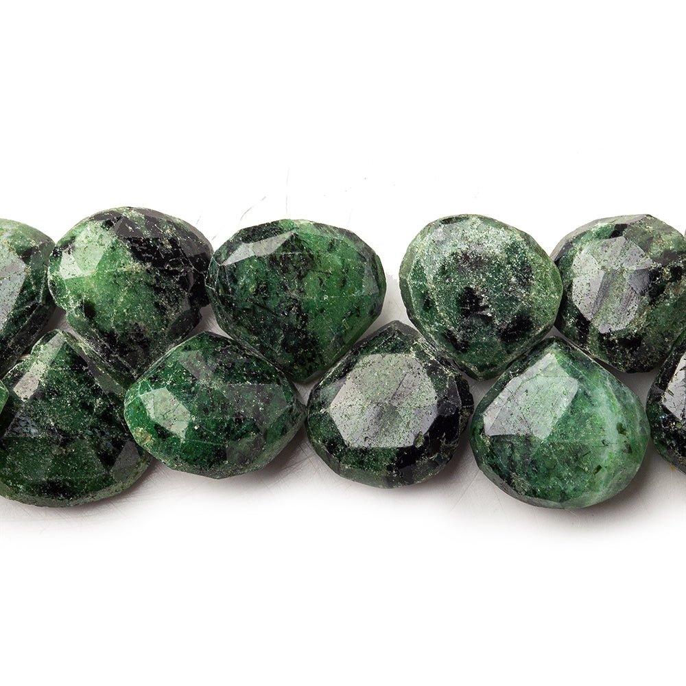10mm Zoisite Faceted Heart Beads, 8 inch