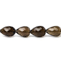 10x8-12x7mm Smoky Quartz straight drilled faceted teardrop 8 inch 18 pieces