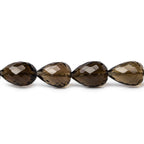 10x8-12x7mm Smoky Quartz straight drilled faceted teardrop 8 inch 18 pieces