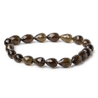 10x8-12x7mm Smoky Quartz straight drilled faceted teardrop 8 inch 18 pieces