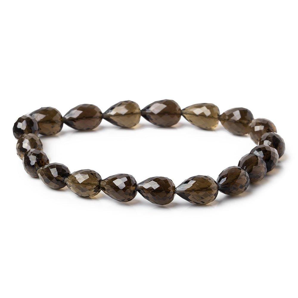 10x8-12x7mm Smoky Quartz straight drilled faceted teardrop 8 inch 18 pieces