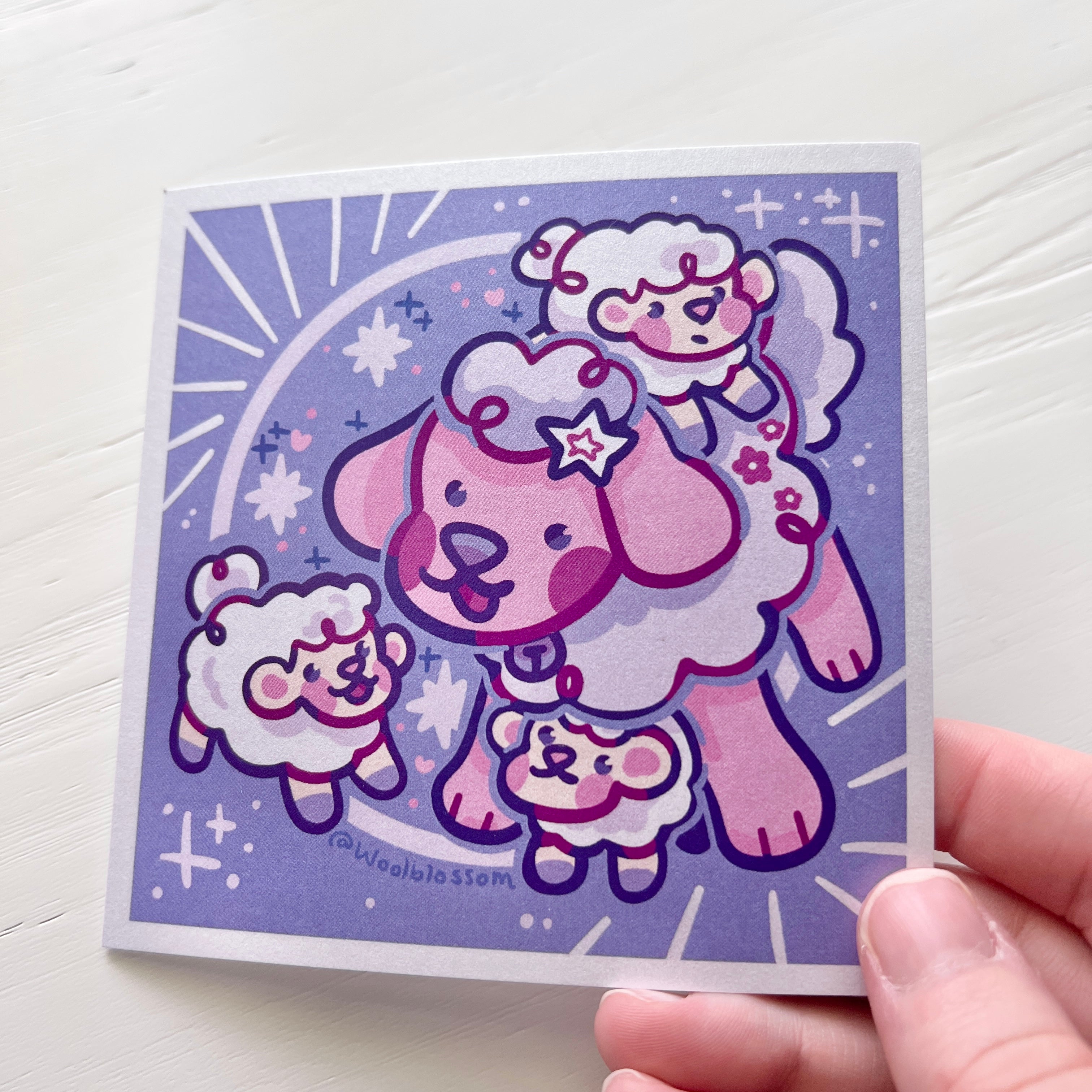 Blossom Puppy & Sheep ~ Shimmer Print