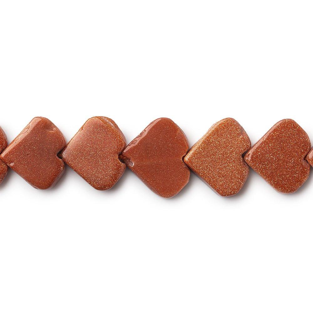 11mm Goldstone Plain Heart Beads, 14 inch