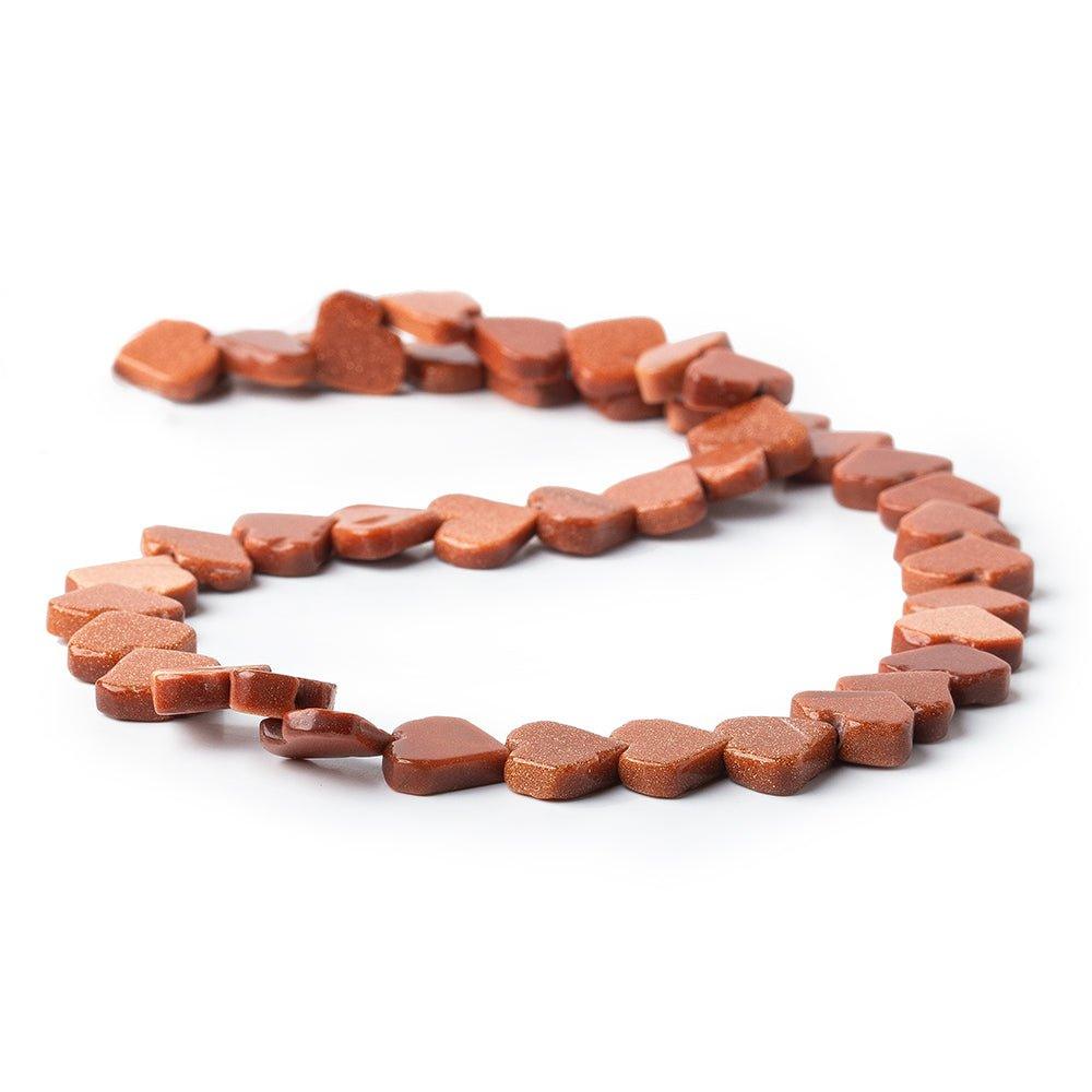11mm Goldstone Plain Heart Beads, 14 inch
