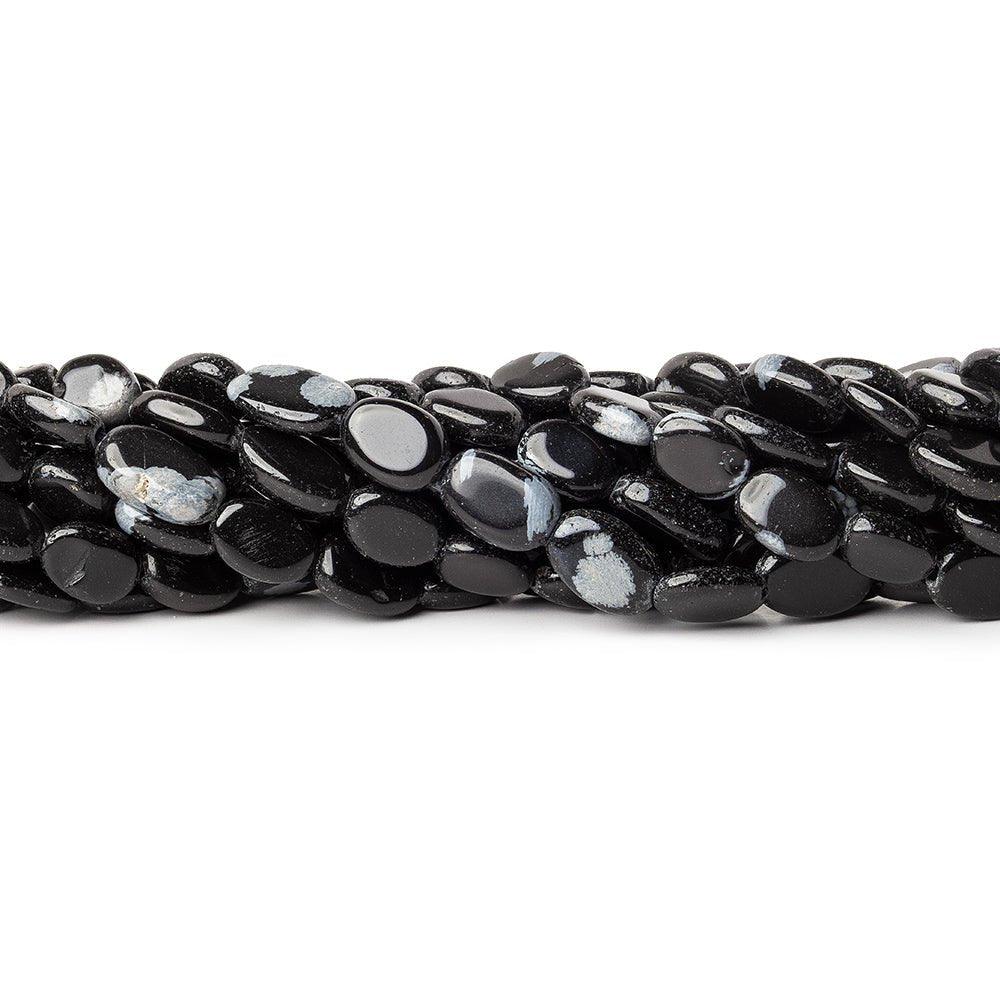 11mm Snowflake Obsidian Plain Oval Beads, 14 inch