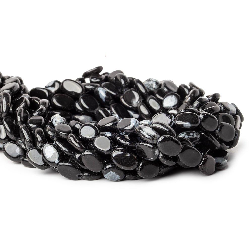 11mm Snowflake Obsidian Plain Oval Beads, 14 inch