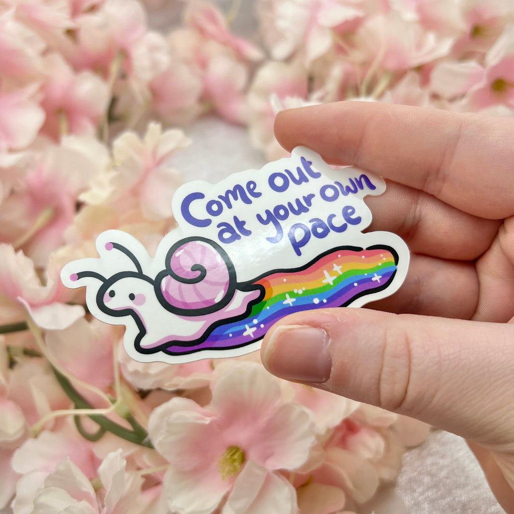 "Come Out at Your Own Pace" Snail Rainbow ~ Sticker