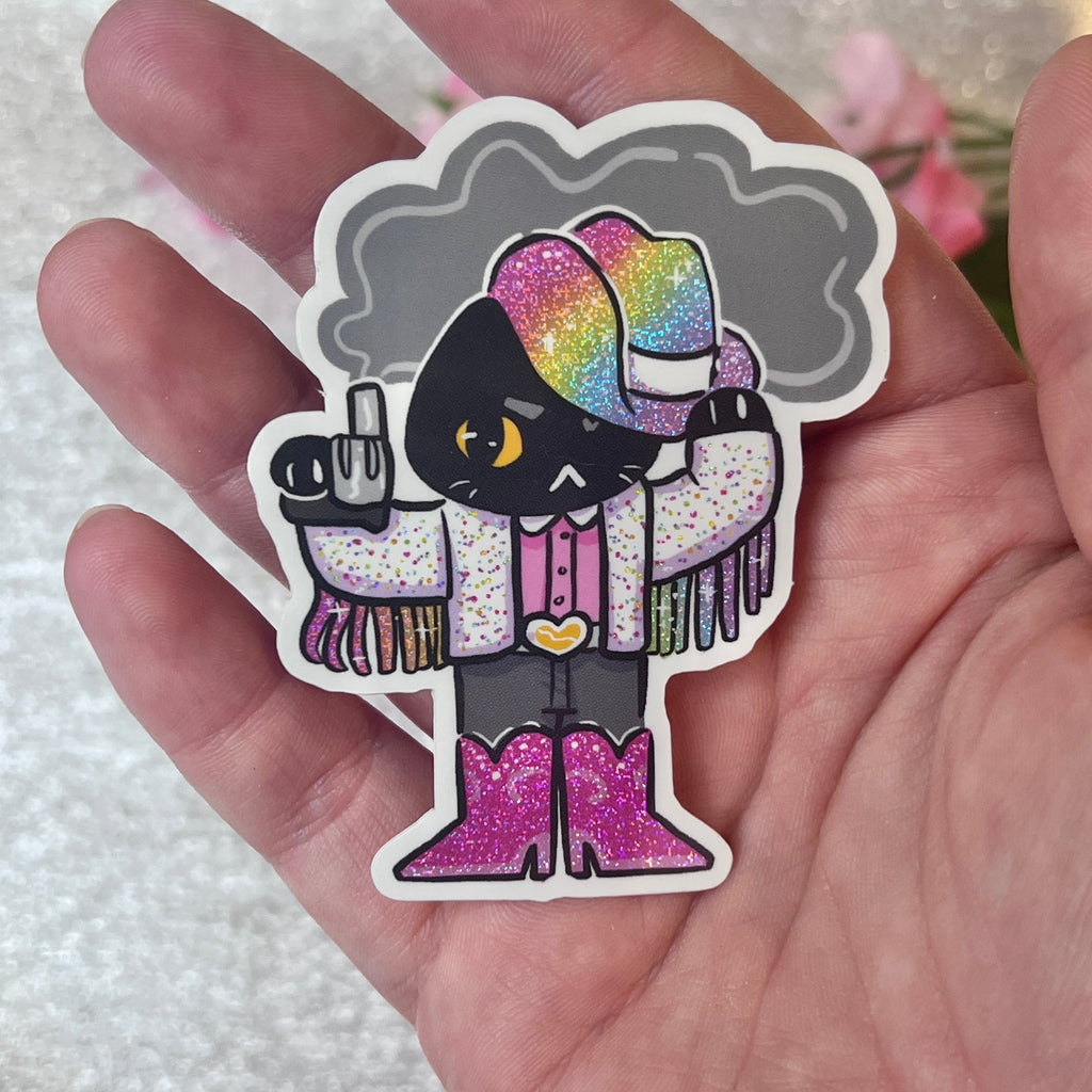 Rootin Tootin Rainbow Cat ~ Pixie Dust Glitter Sticker