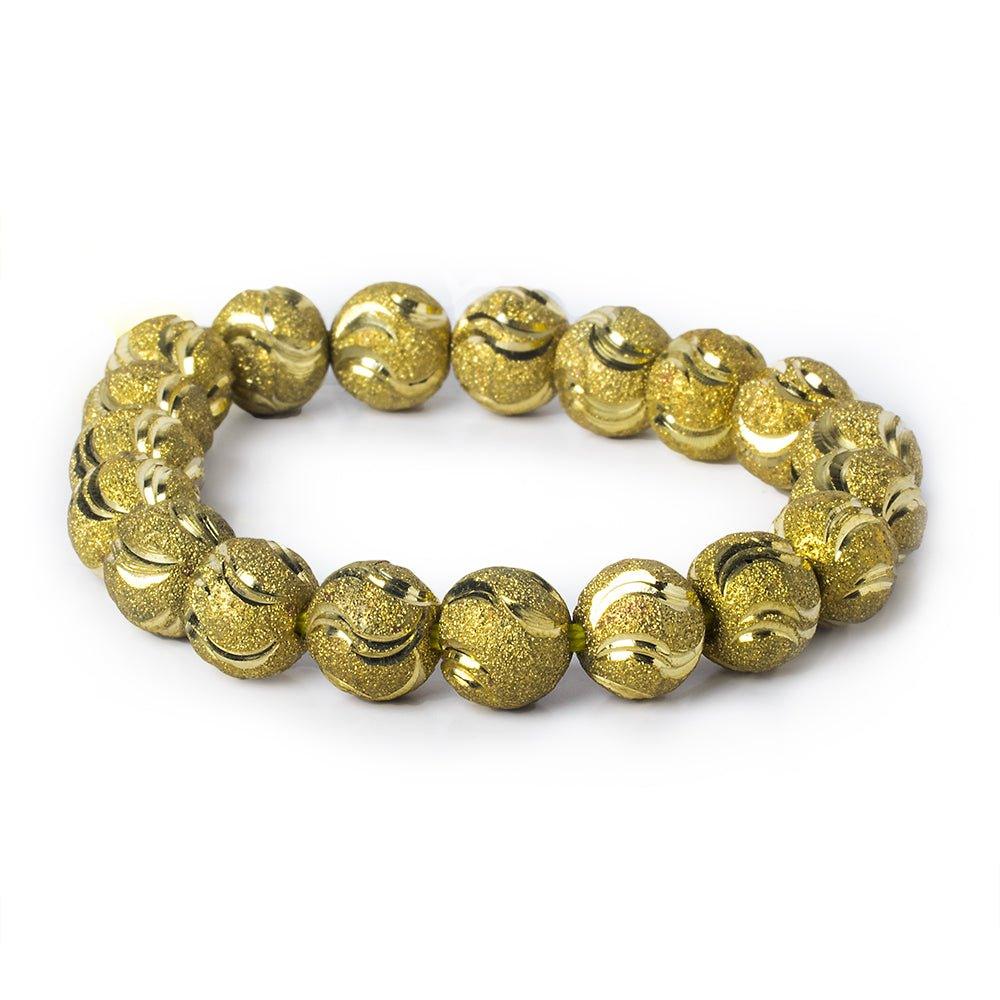12mm Brass Double Wave Stardust Rounds 8 inch 18 beads