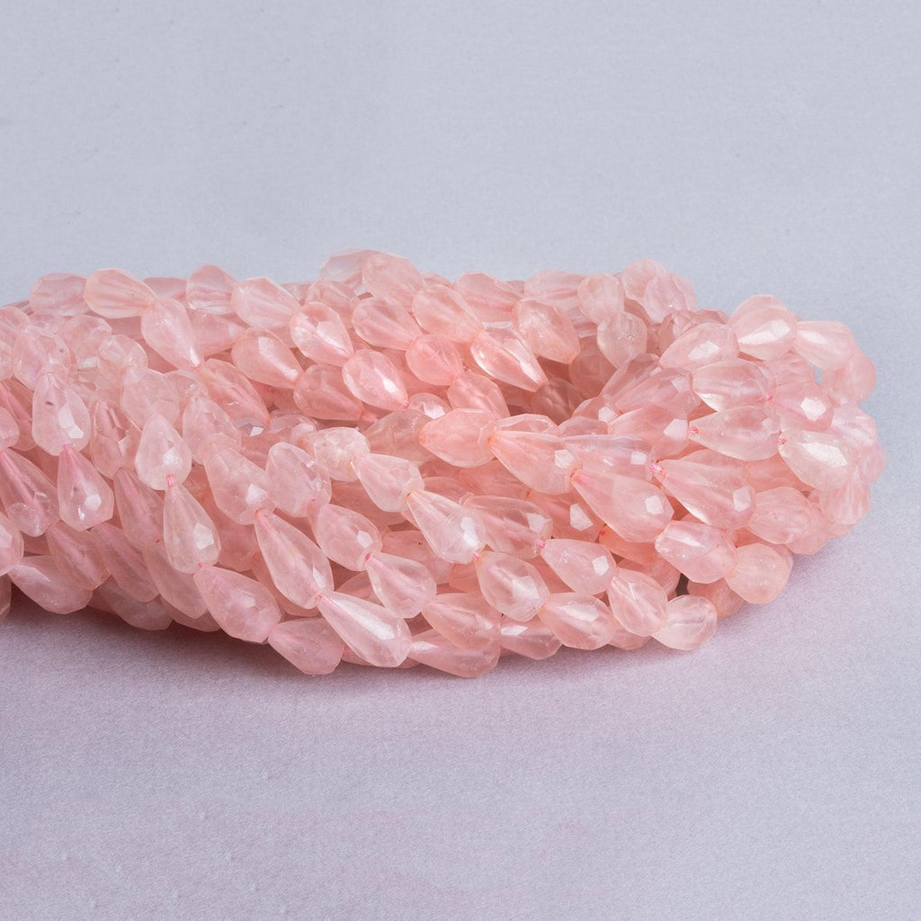 12mm Rose Quartz Faceted Straight Drilled Teardrop Beads, 14 inch