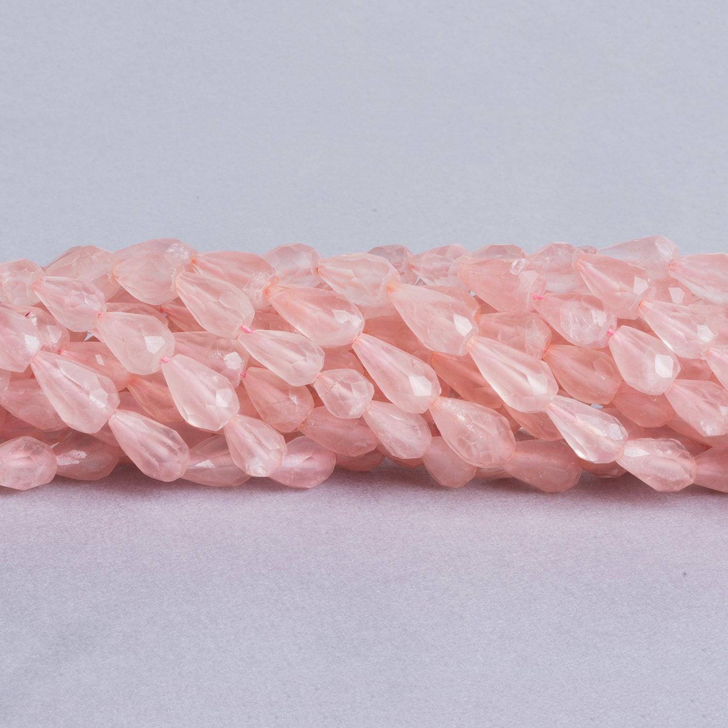 12mm Rose Quartz Faceted Straight Drilled Teardrop Beads, 14 inch