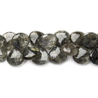 12x12-15x15mm Black Tourmalinated Quartz faceted heart beads 8 inch 40 pieces
