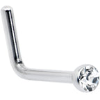 20G Stainless Steel Clear Gem Micro Nose Ring L-Shaped