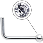 20G Stainless Steel Clear Gem Micro Nose Ring L-Shaped