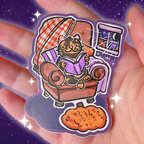 Nighttime Reader Tortie Cat ~ Sticker