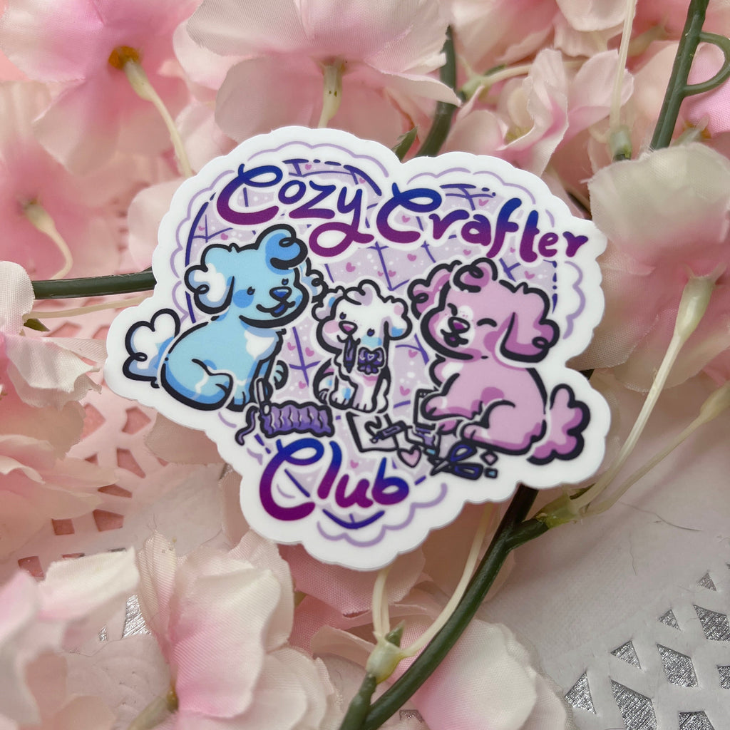 "Cozy Crafter Club" Puppies ~ Sticker