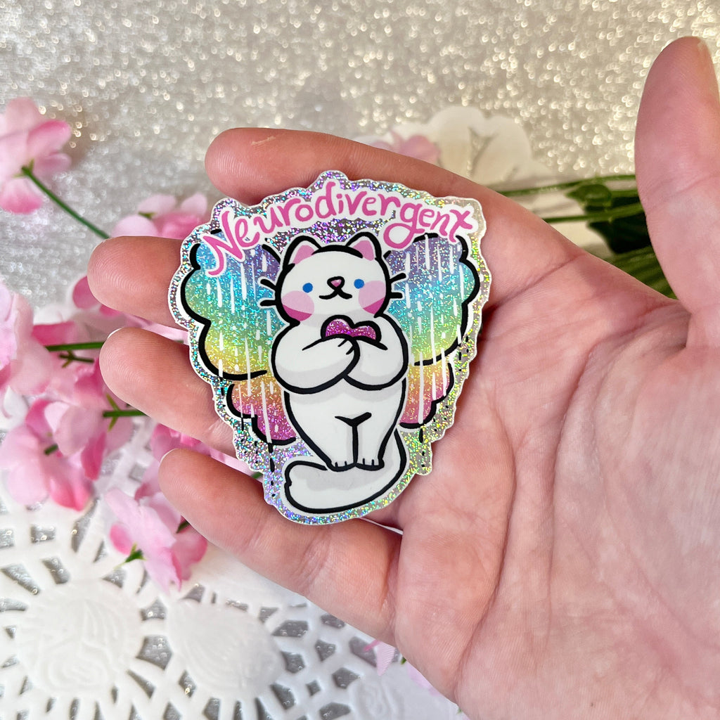 Neurodivergent <3 Cat ~ Pixie Dust Glitter Sticker