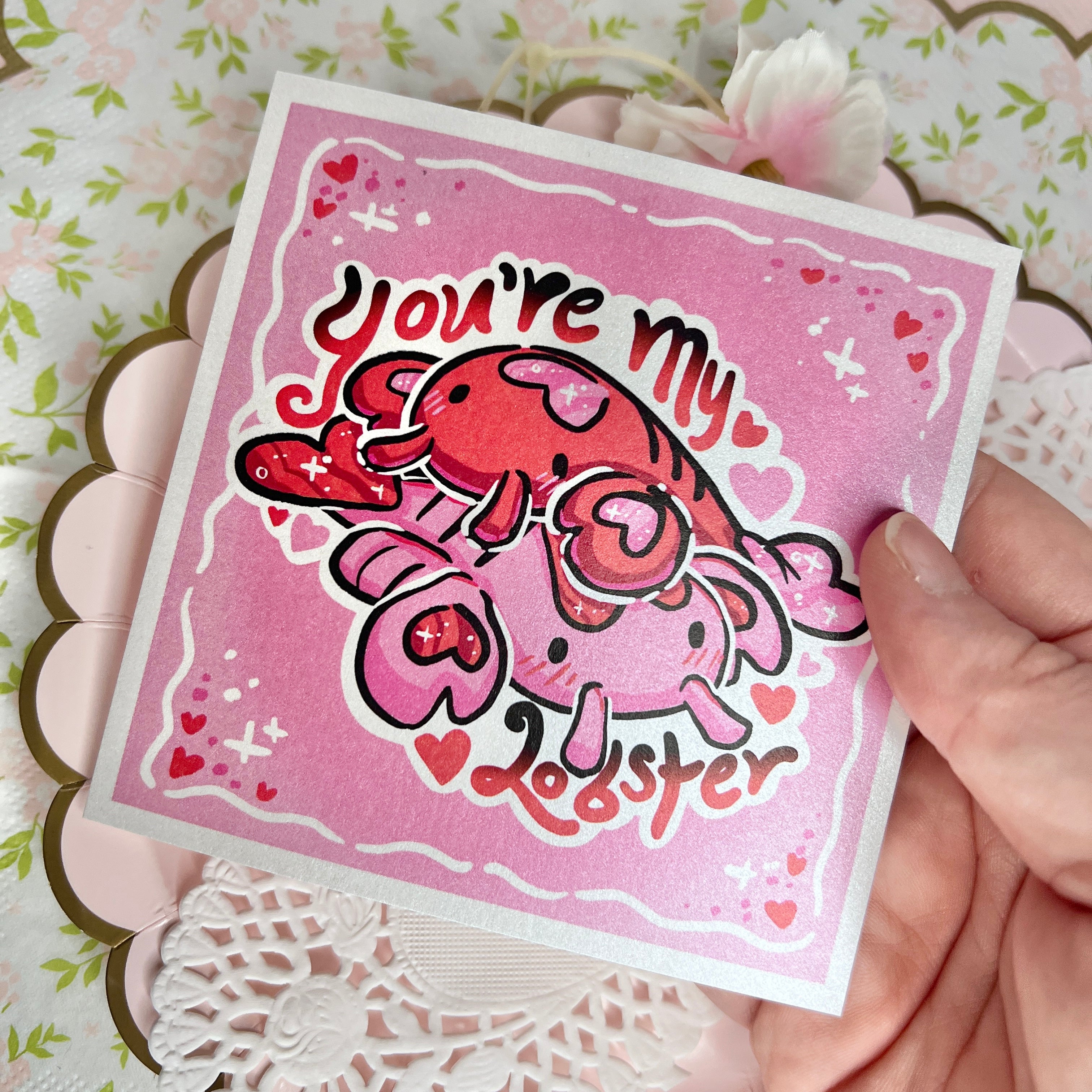 "You're My Lobster" Coral and Ruby Love-sters ~ Shimmer Print