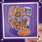 Nighttime Reader Tortie Cat ~ Print