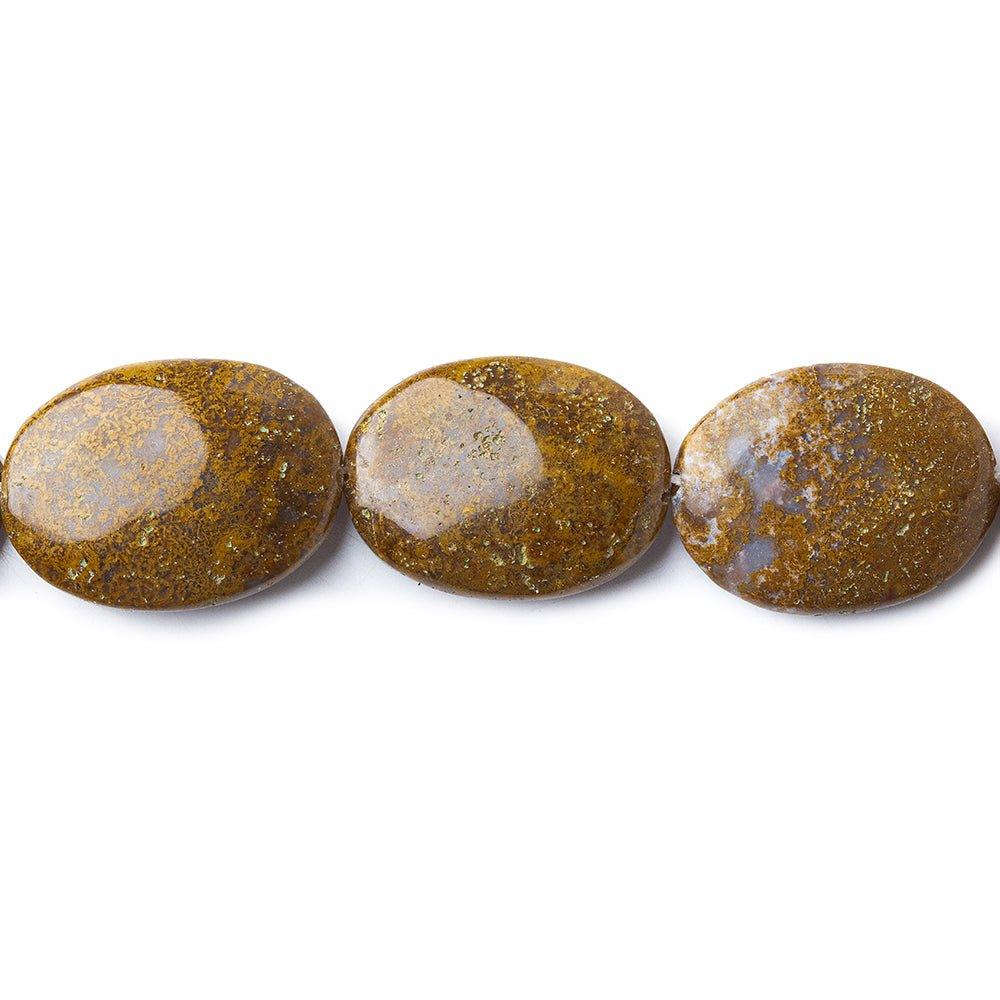 18mm Desert Khaki Agate Plain Oval Beads, 16 inch strand