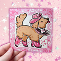Golden Retriever Pink Cowgirl ~ Shimmer Print