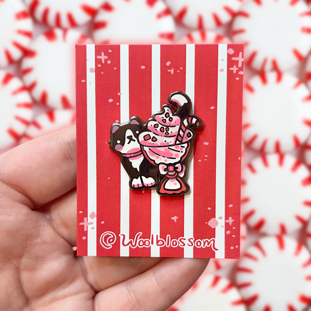 Peppermint Kitty Sundae ~ Enamel Pin