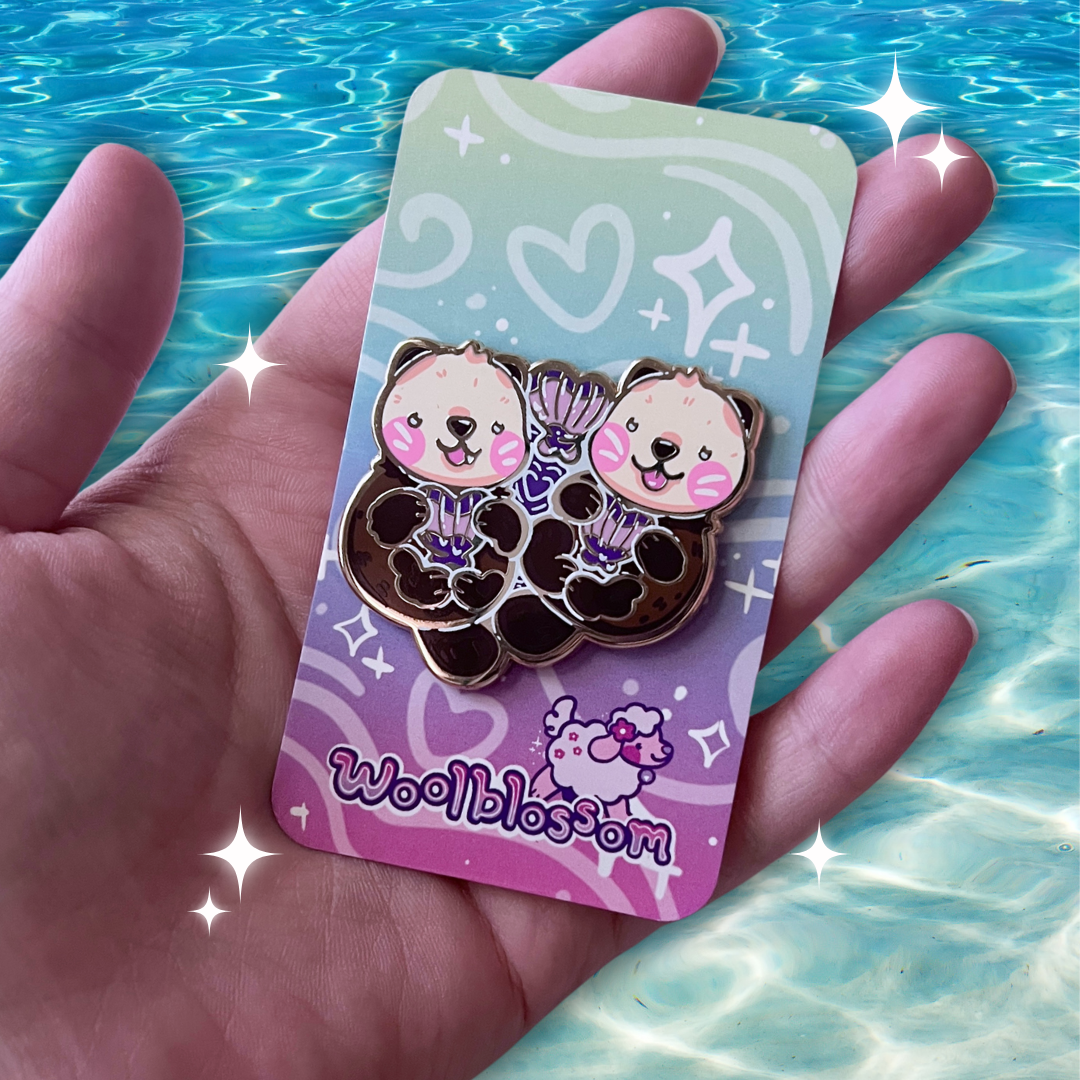 Floating Otter Couple ~ Enamel Pin