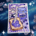 Blueberry Meteor Shower Picnic Bunny ~ Shimmer Print