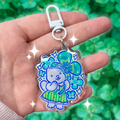 Lucky Clover Kitty ~ Glitter Acrylic Keychain Charm