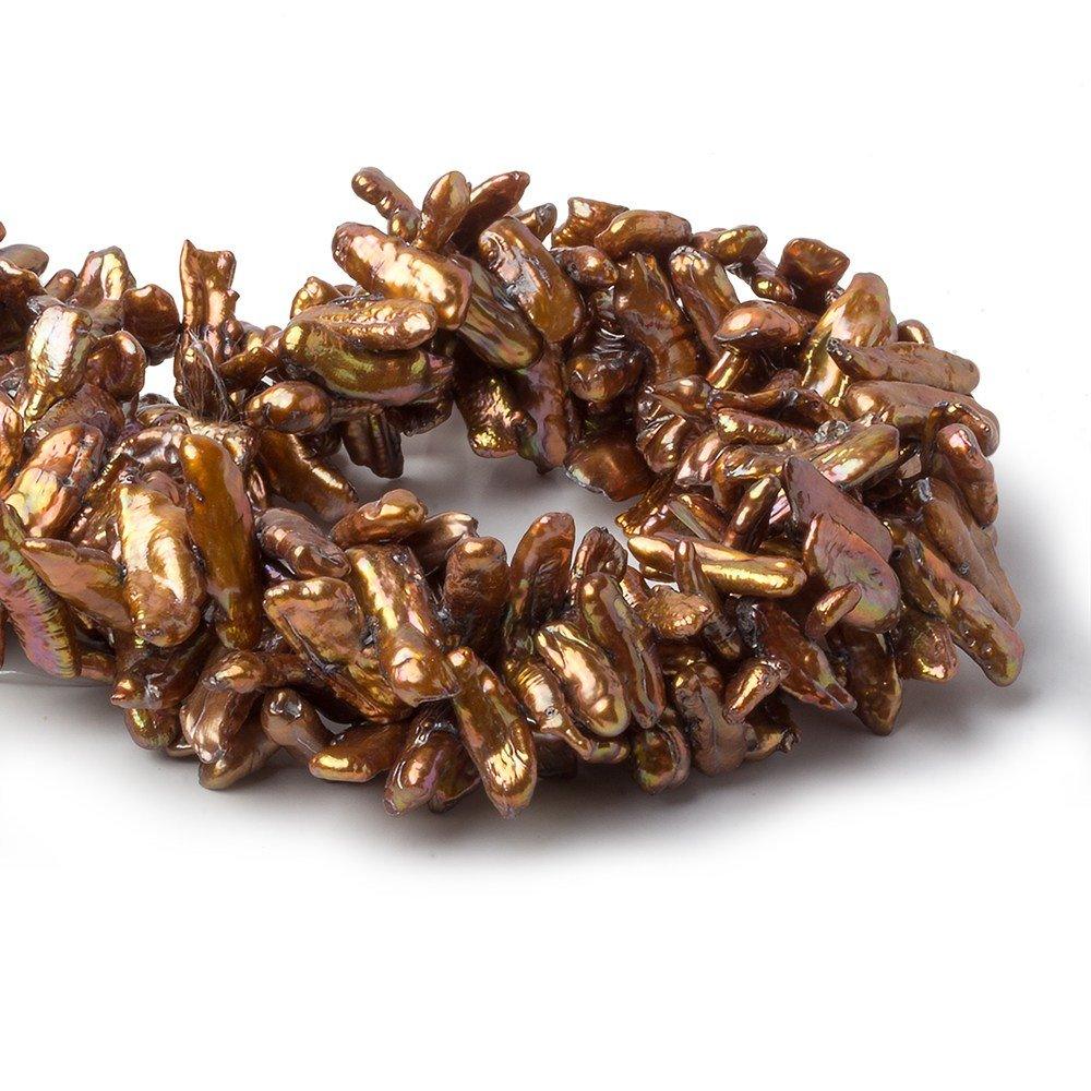 20mm Copper Freshwater Side Drill Biwa Pearl 14 inch 53 pieces 20x7mm
