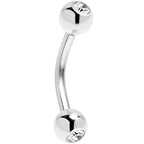 Solid 14k White GOLD Cubic Zirconia Eyebrow Ring 16G 5/16