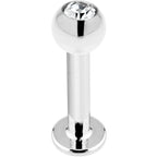16G 5/16 14k White Gold CZ Ball Labret Tragus Cartilage
