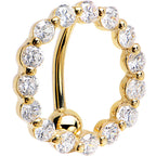 16G Solid 14k Yellow Gold Reverse Zirconia Circle Belly Ring