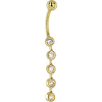 16G Solid 14K Yellow Gold Paragon Cubic Zirconia Drop Belly Ring
