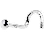 Solid 14K White Gold DOME Nose Ring