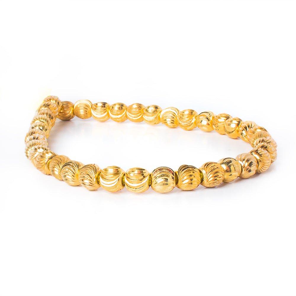 6mm 22kt Gold Plated Brass Wavy Groove Rounds 8 inch 37 beads
